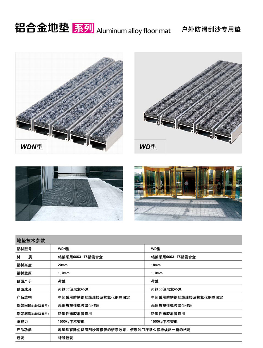 WDN&WD系列 辦公室鋁合金門口除塵地墊 產(chǎn)品介紹圖